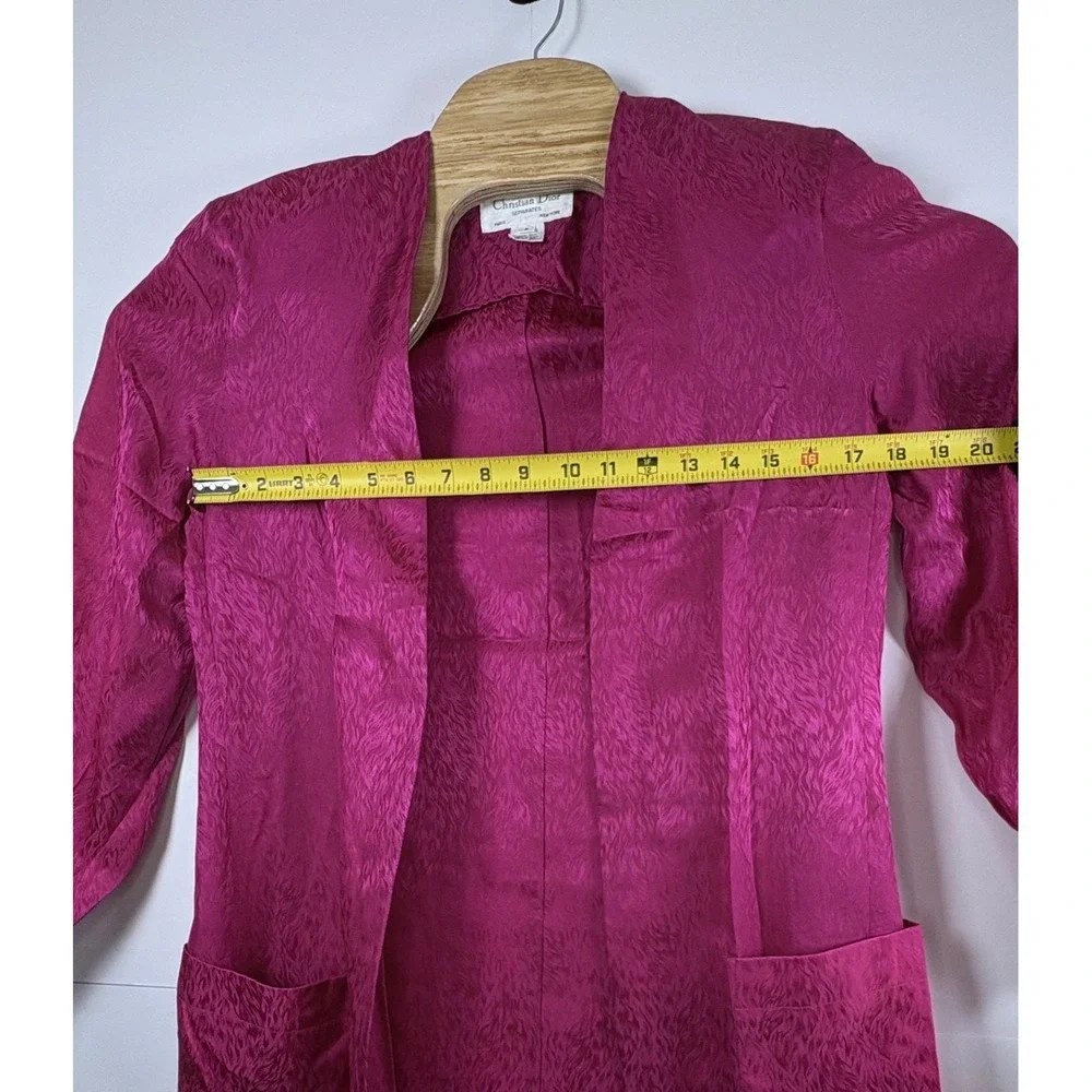 Vintage Christian Dior Separates Paris New York Silk Open Front Blazer 1980s Sz8